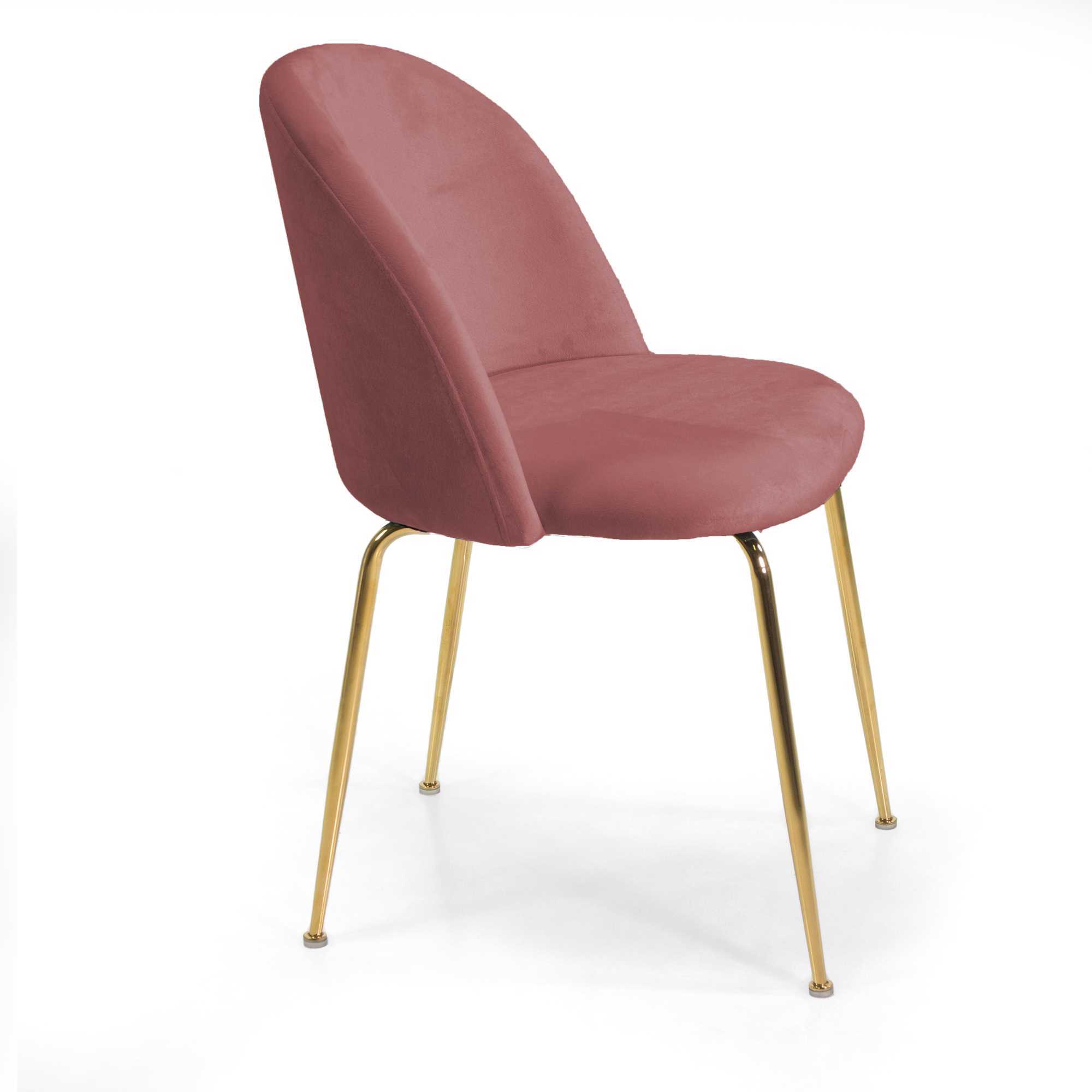 Sedia Sammi Vacchetti in velluto rosa antico con struttura oro cm50x57h77,5