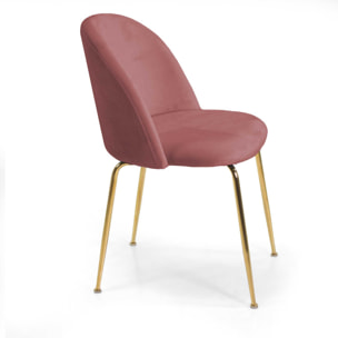 Sedia Sammi Vacchetti in velluto rosa antico con struttura oro cm50x57h77,5