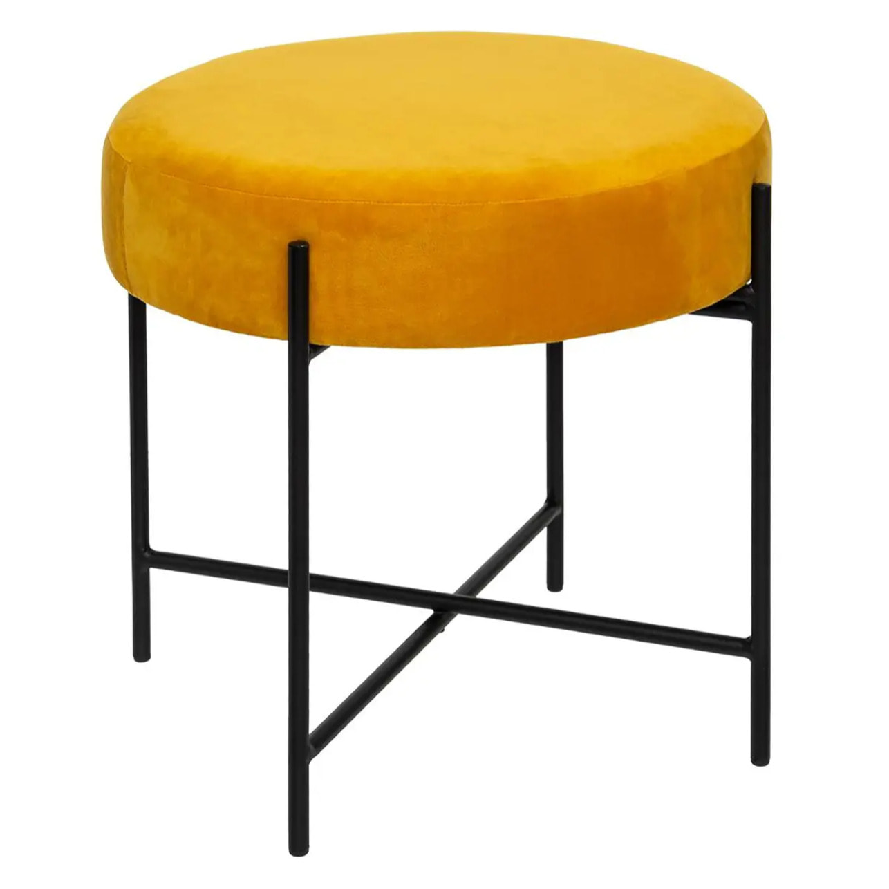 Tabouret "Arty" velours jaune moutarde