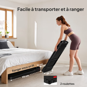 Tapis de marche pliable 1-6Km/h inclinaison réglable 4% max. télécommande affichage LED clé sécurité