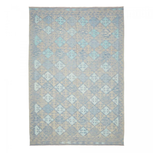Tapis kilim au motif géométrique, tissé plat en laine, ZANURIL
