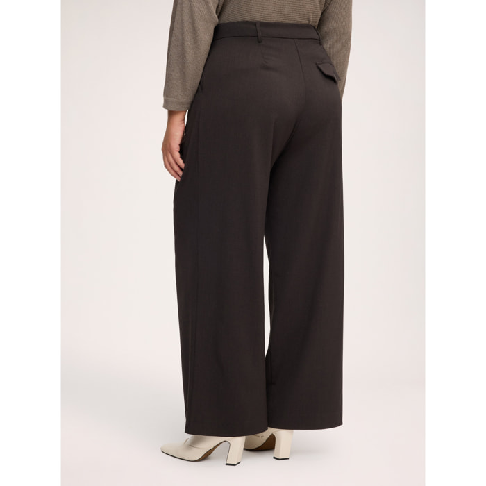Fiorella Rubino - Pantaloni palazzo con chiusura portafoglio - Marrone