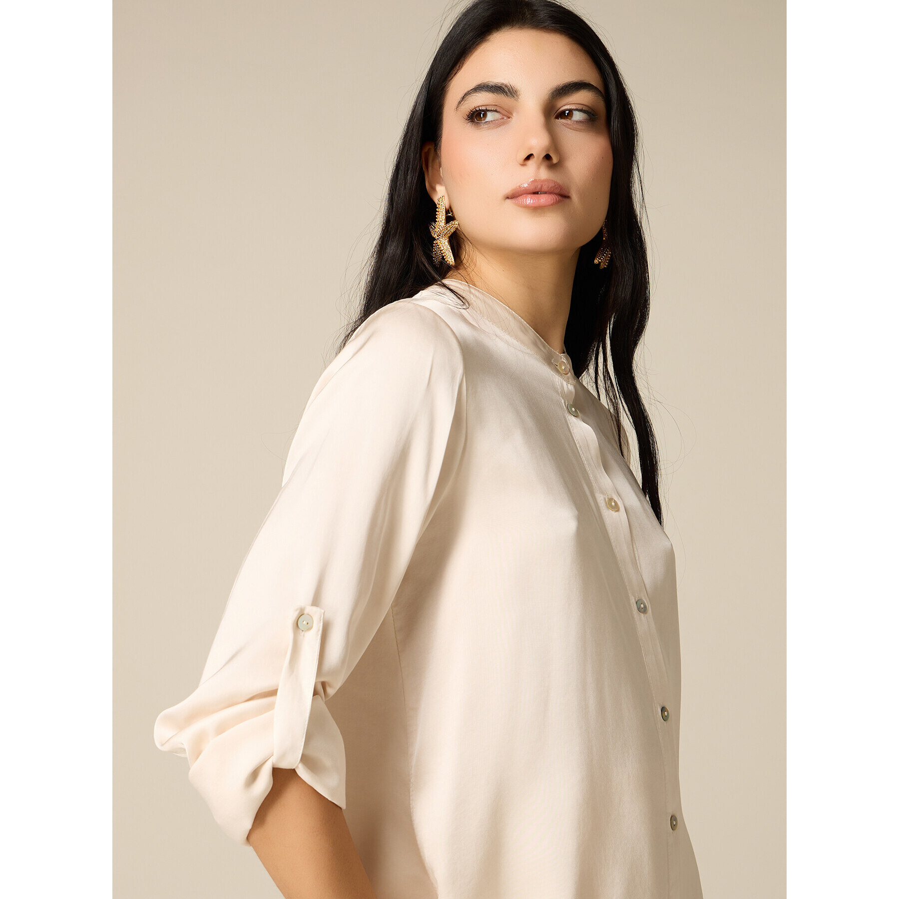 Oltre - Blusa in raso di viscosa - Bianco