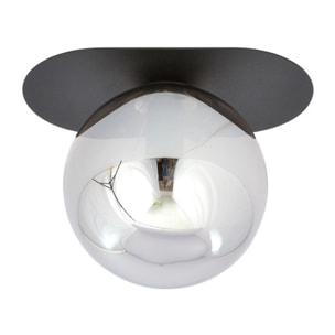 Lampada da soffitto Plaza in acciaio nero e vetro grafite