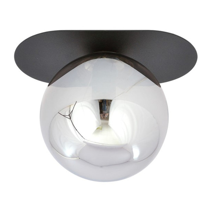Lampada da soffitto Plaza in acciaio nero e vetro grafite