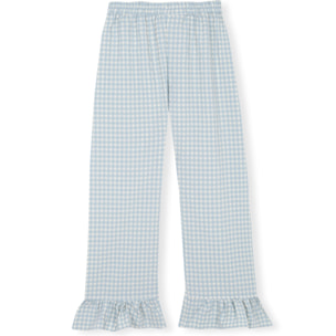 Pantalón de pijama de mujer vichy con volante en los tobillos
