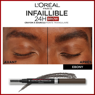 L'Oréal Paris Infaillible 24H Brow Crayon à Sourcils Pointe Triangulaire 1 Ebony