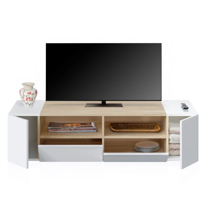 Módulo de TV Nima Blanco Artik (Blanco Mate) - Roble Canadian