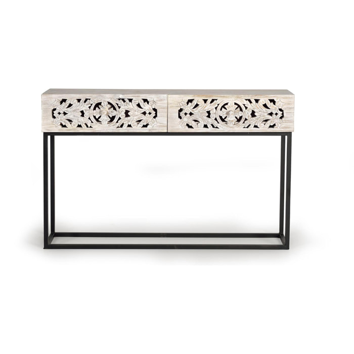 Consola - madera de mango y metal - 77x120x30cm