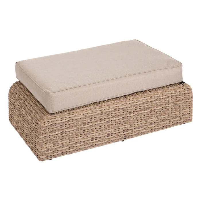 Pouf de jardin "Mooréa" savana en aluminium traité époxy et résine tressée