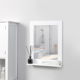 Miroir de salle de bain avec étagère - kit installation fourni - MDF blanc