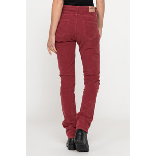 PANTALONE IN VELLUTO STRETCH MOD. 753. Vita alta gamba regolare.