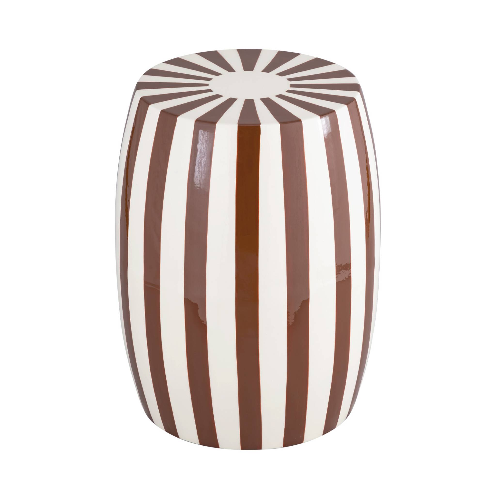 Table d'appoint, bout de canapé, table de chevet acier émaillé, rayures bicolores Ø35 x H 46cm MIZZY