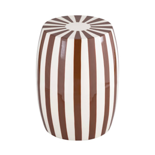 Table d'appoint, bout de canapé, table de chevet acier émaillé, rayures bicolores Ø35 x H 46cm MIZZY