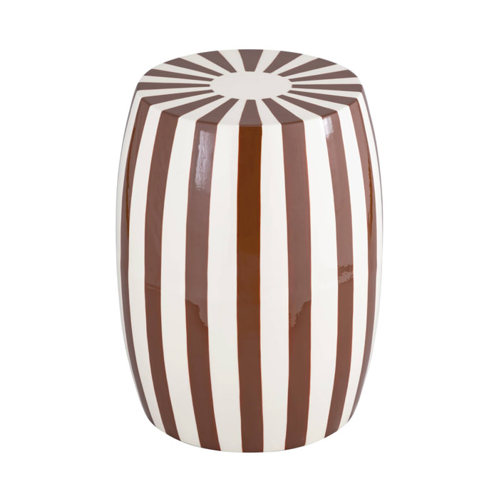 Table d'appoint, bout de canapé, table de chevet acier émaillé, rayures bicolores Ø35 x H 46cm MIZZY
