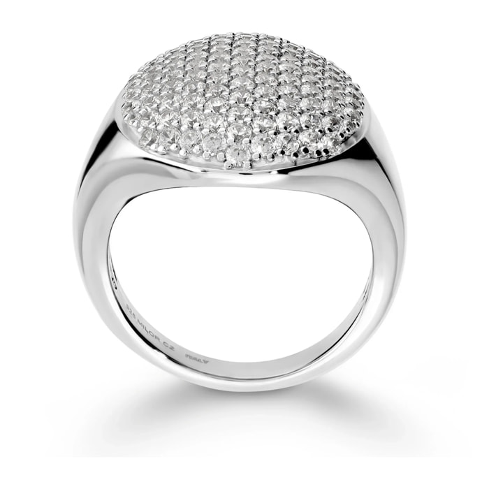 Anello Chevalier Graduato in Argento 925 con Pavé di Cubic Zirconia