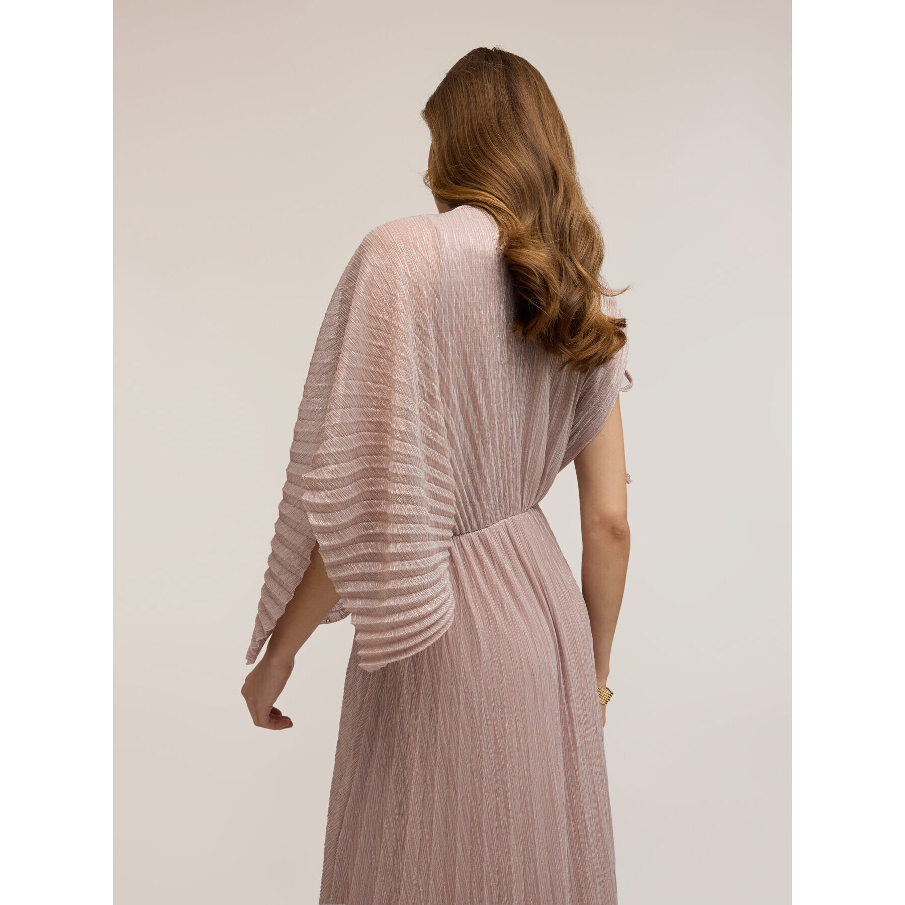 Motivi - Vestido largo plisado metalizado - Rosa