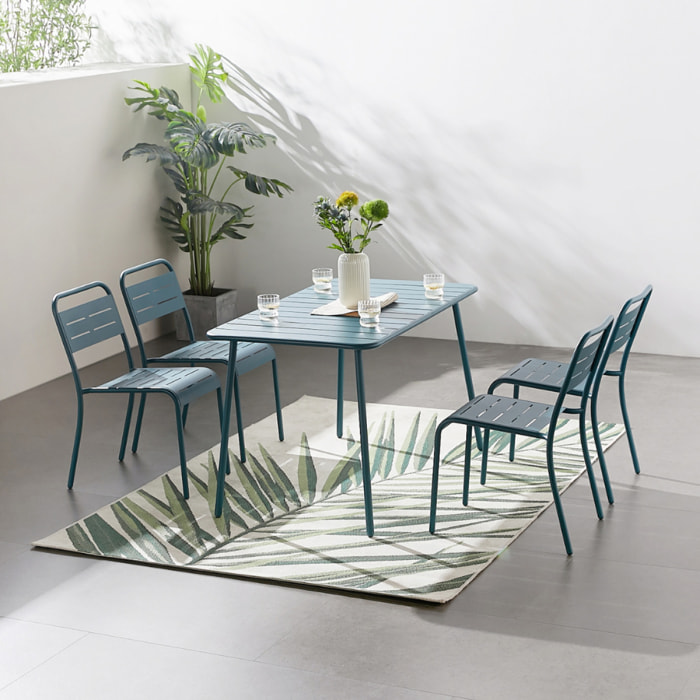 Ensemble table et chaises bleu 4/6 places  - EVORA
