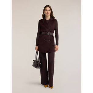 Motivi - Gilet cinturato in double misto lana - Marrone