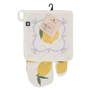 Gant et manique Fruity imprimé citron