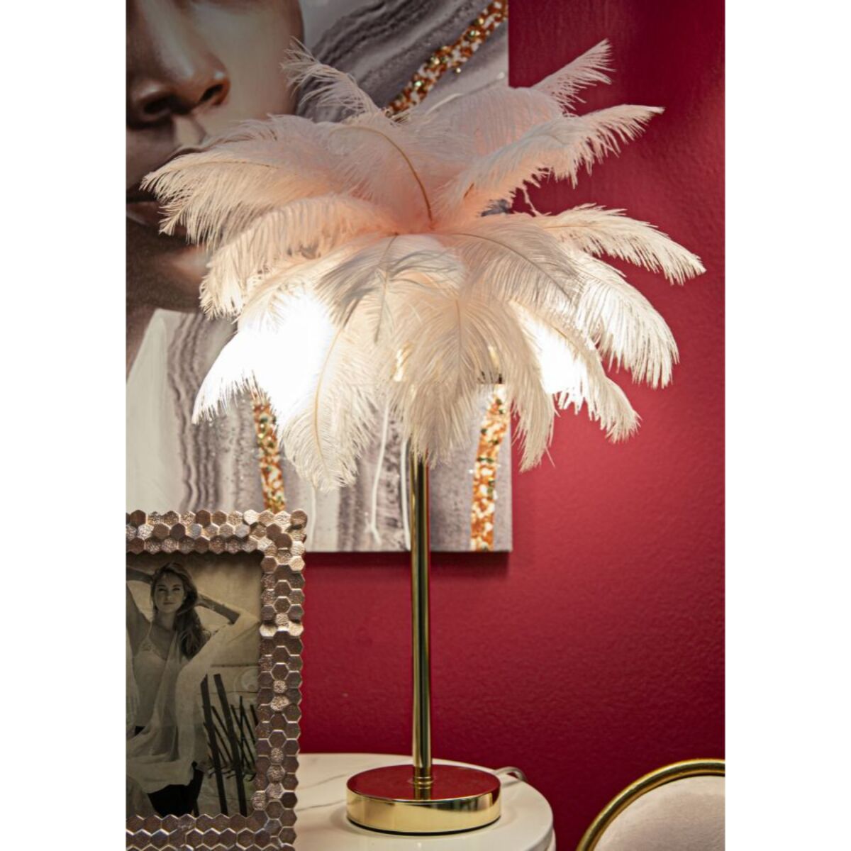 LAMPADA DA TAVOLO PALM ROSA CM Ø 40X55
