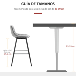 Conjunto de 2 Taburetes Altos de Cocina Sillas Altas de Cocina con Respaldo y Reposapiés Carga 120 kg para Bar Salón Comedor Gris