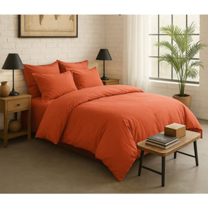 Housse de couette percale de coton terre de sienne