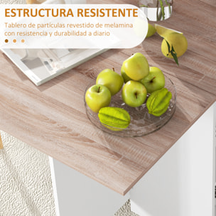 Mesa Plegable de Comedor Mesa de Cocina Plegable con Ruedas Alas Abatibles Cajón y Estantes Mesa Plegable para 2-4 Personas 120x72x75 cm Roble y Blanco