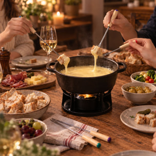 6 fourchettes à fondue en acier inoxydable et bois MONTAGNE