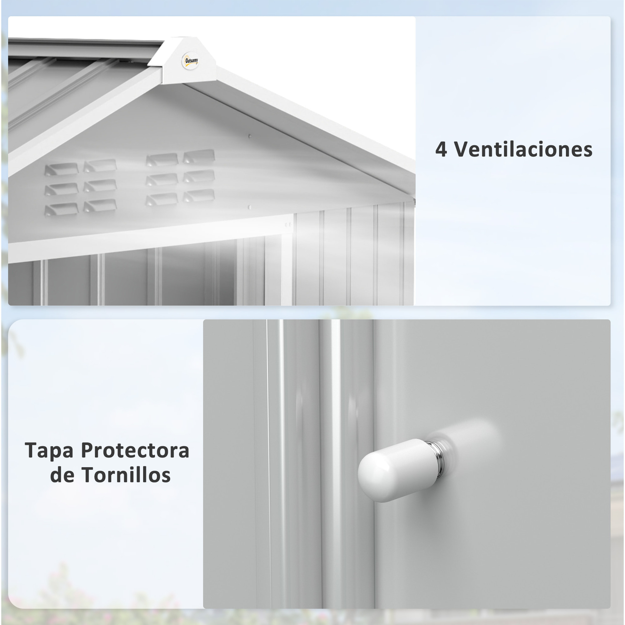 Cobertizo de Jardín 2,42m² con Base de Refuerzo Sin Suelo 213x130x185 cm Caseta de Jardín Exterior con Puertas Correderas Claraboya 4 Ventanas para Almacenamiento de Herramientas Gris Plata