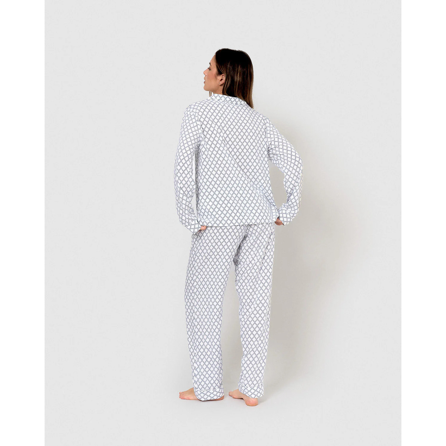 Pigiama lungo a camicia in viscosa color ciliegia indaco