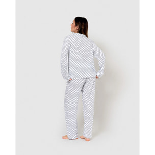Pigiama lungo a camicia in viscosa color ciliegia indaco