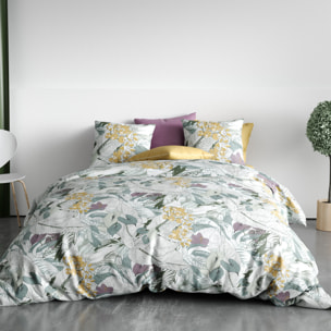 Parure De Couette 3pcs avec Taies oreiller 100% Coton Bio 57 Fils/cm2-zelia