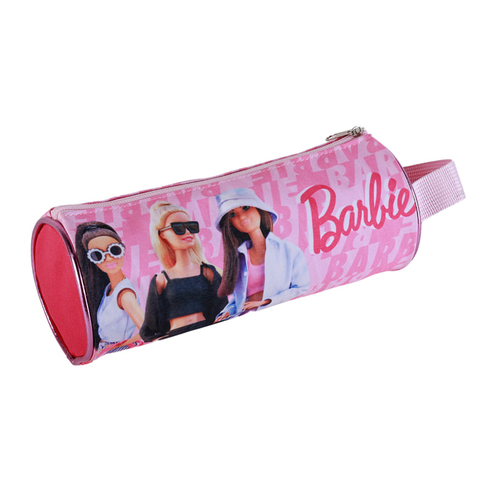 Astuccio rotondo Barbie deluxe. Interni completamente foderati e personalizzati.