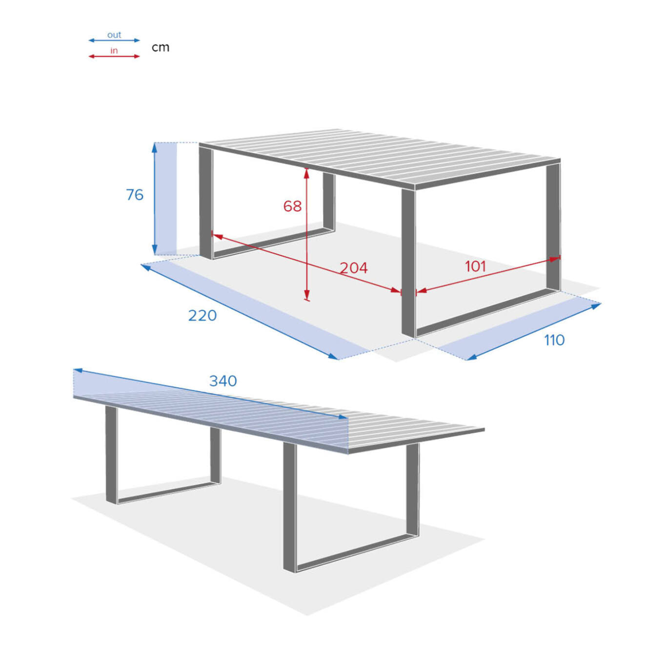 Table de jardin extensible Corvo Acacia & Graphite