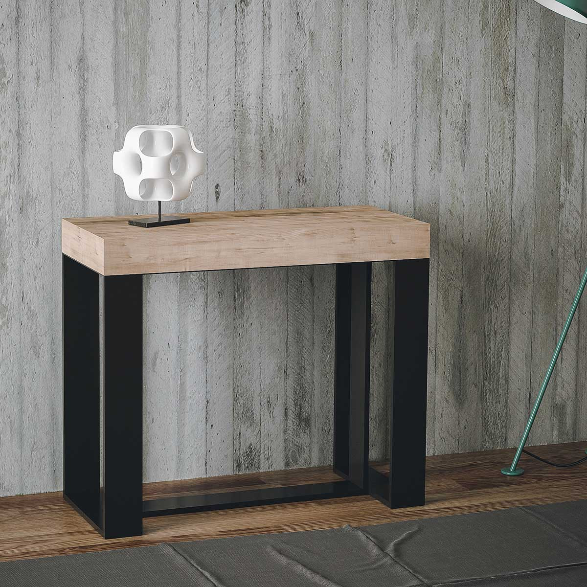 Console extensible 90x40/300 cm Futura Chêne Nature cadre Anthracite