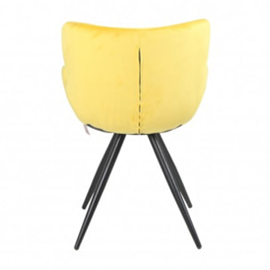 Chaise en velours avec piètement en métal noir - LILOU