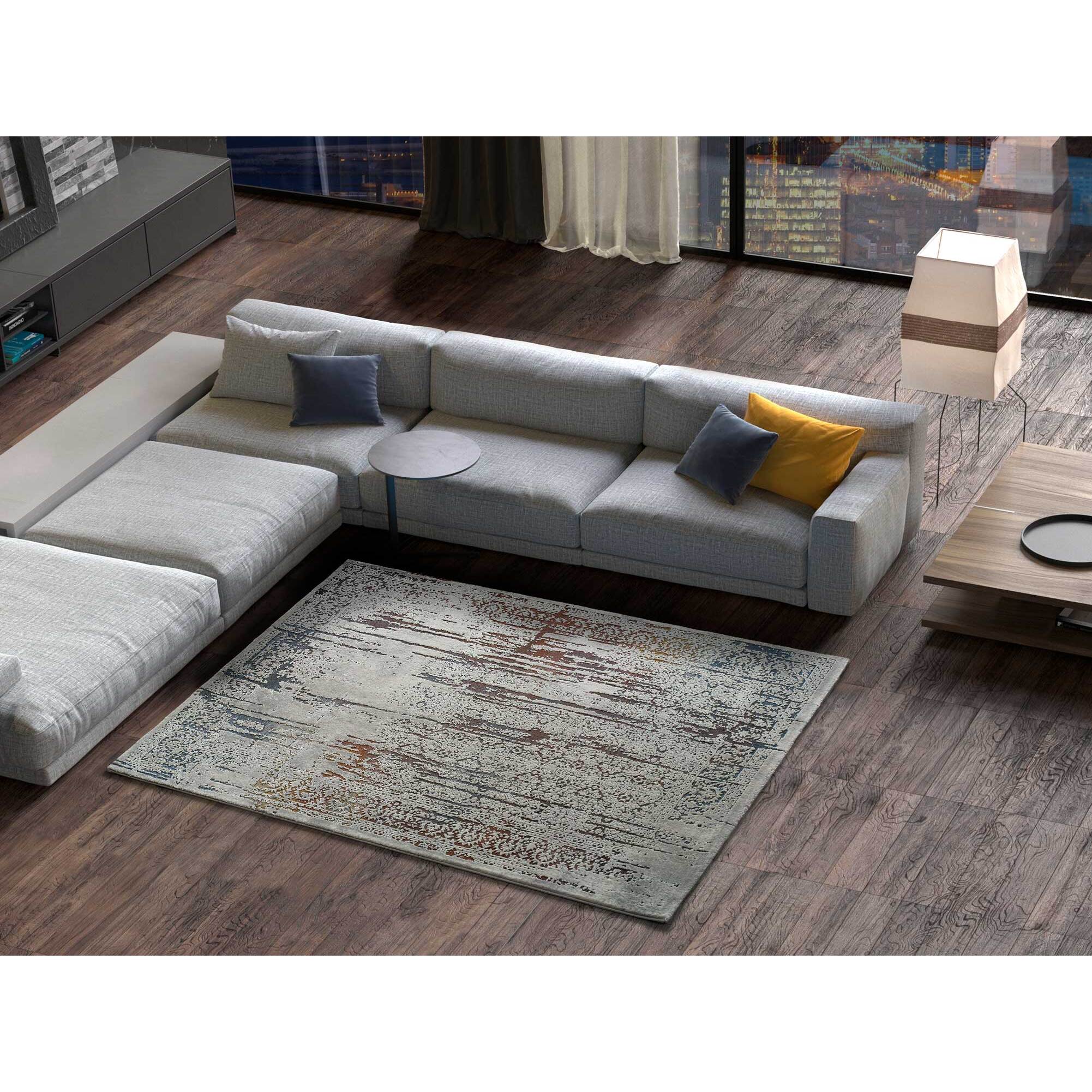 NEVEN Alfombra abstracta de pelo corto gris, 160x230 cm.