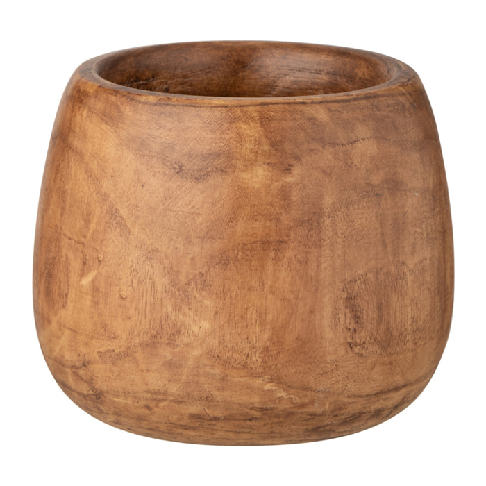 J-Line cache-pot Paulownia - bois - brun - Ø 22.5 cm