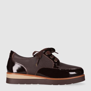 Zapatos de Piel - Marron - Tacón: Bajo