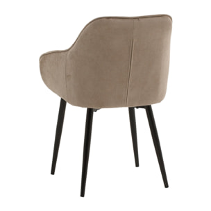 Set di 2 poltroncine HAMMERSMITH in tessuto beige e gambe in metallo nero, con braccioli
