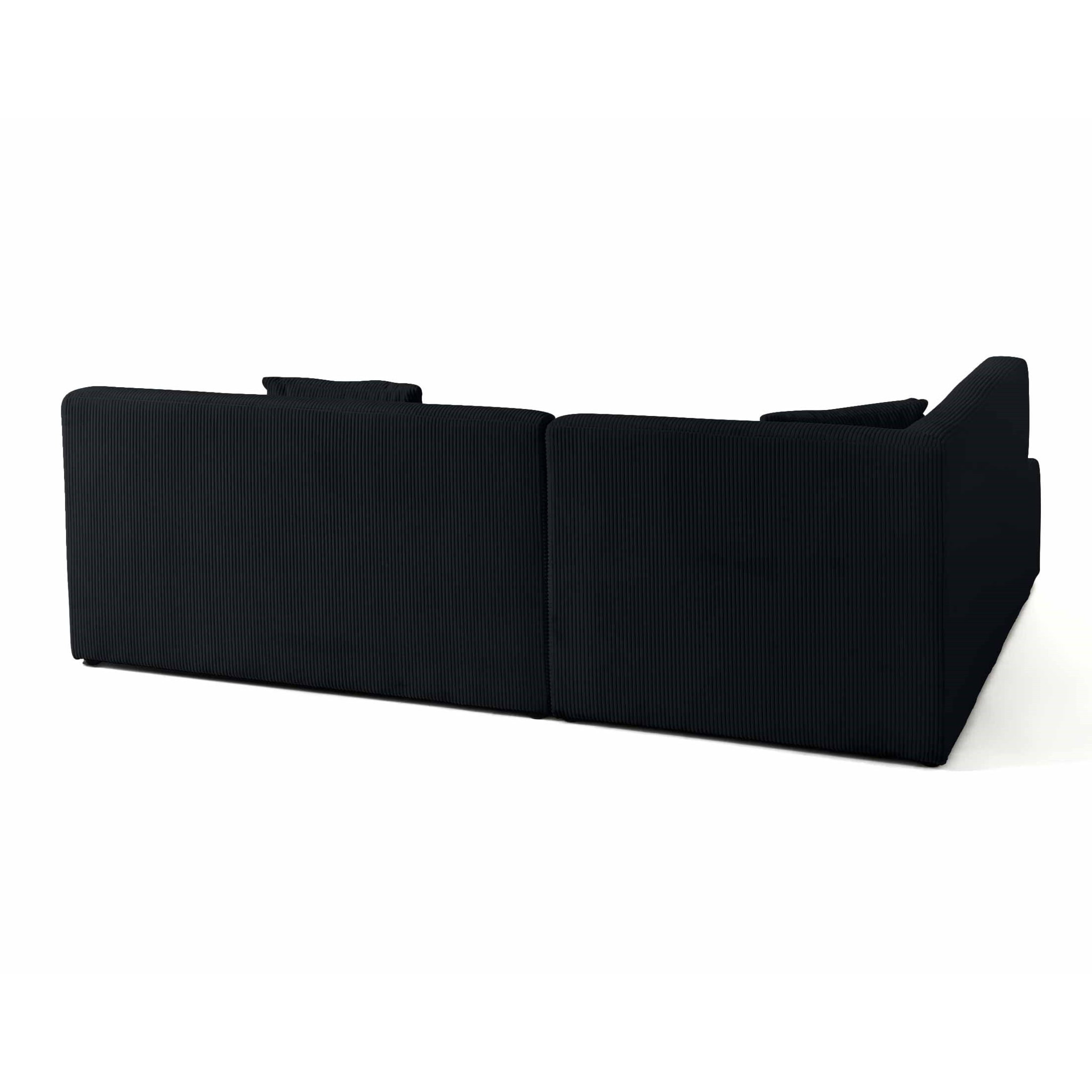 Onyx - canapé modulable d'angle gauche - 5 places - en velours côtelé - Noir