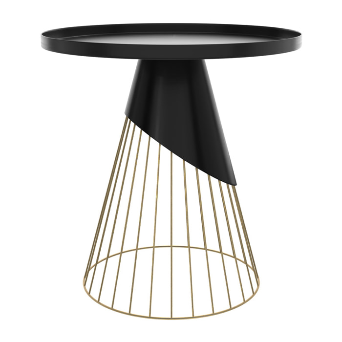 Table d'appoint ronde en métal noir et laiton D45 cm - Corry