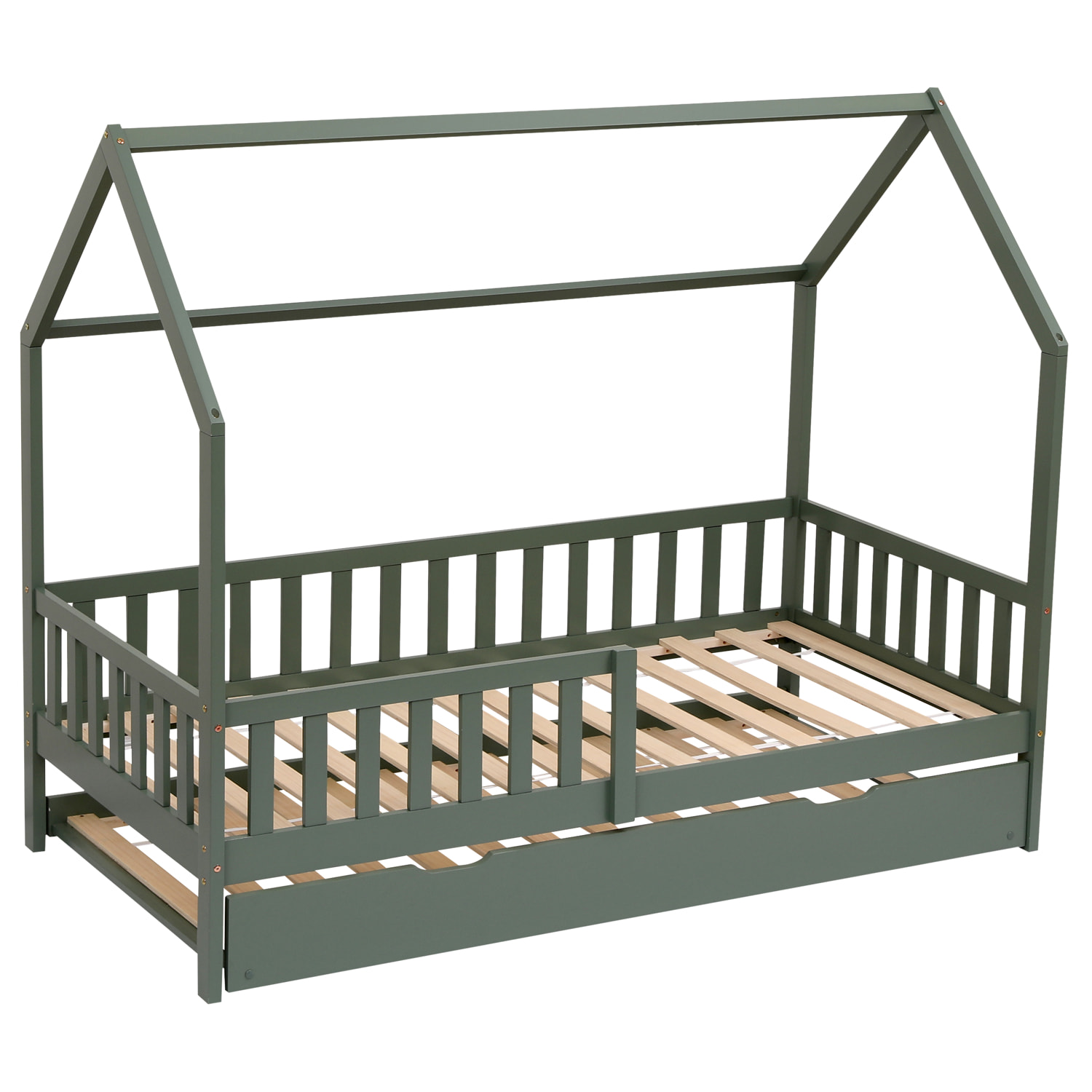 Lit cabane gigogne pour enfant 190x90cm vert MARCEAU