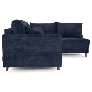 Rune - canapé d'angle droit 4 places en velours texturé - Bleu