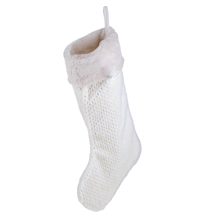 Calza con Pelliccia - Pezzi 4 - Colore Crema - 14x46Hx11cm - Bianchi Dino