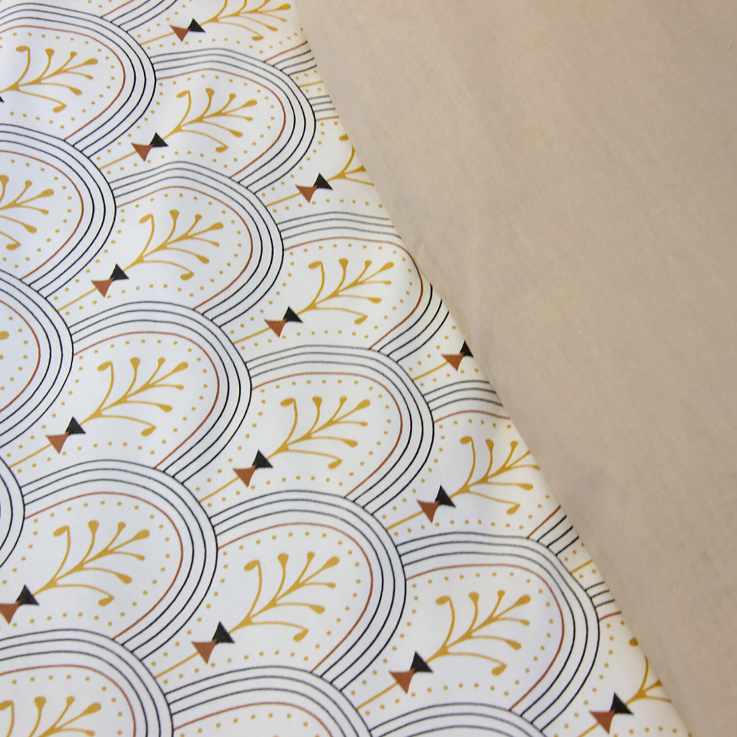 Parure housse de couette 100% coton motif art déco - blanc