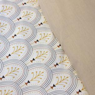Parure housse de couette 100% coton motif art déco - blanc