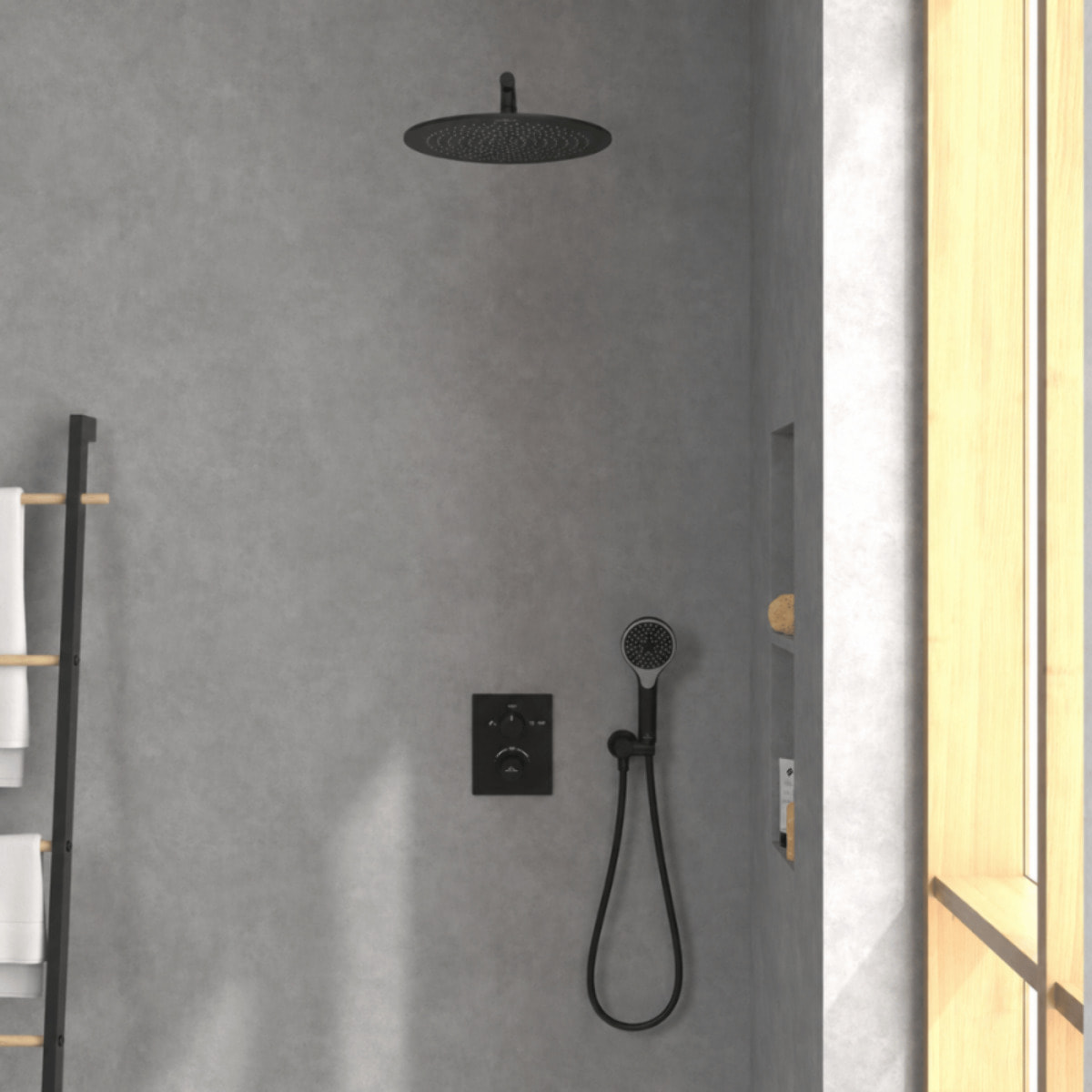 Colonne de douche encastrée VILLEROY & BOCH Universal Shower avec douchette 3 jets noir mat