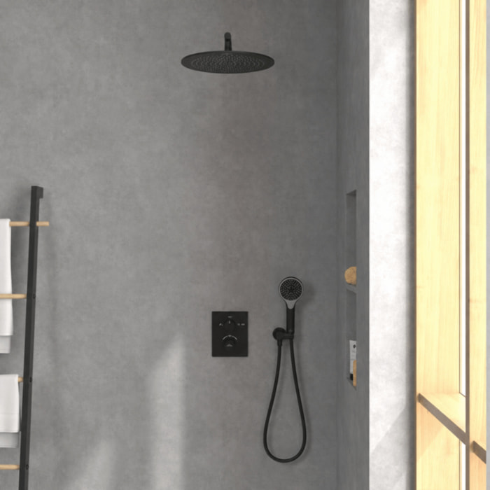 Colonne de douche encastrée VILLEROY & BOCH Universal Shower avec douchette 3 jets noir mat